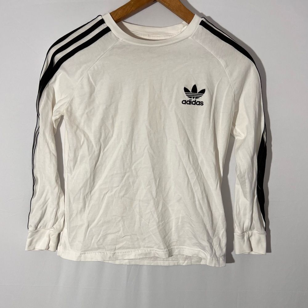 Adidas Girls Long Sleeve Tee Shirt White Small